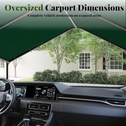 10x20 Carport Heavy Duty Portable Garage Shelter (Green / 10x20 without sidewalls)