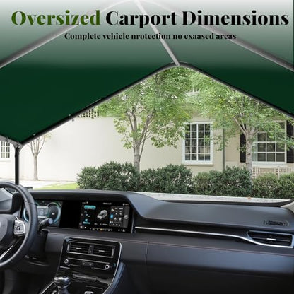 10x20 Carport Heavy Duty Portable Garage Shelter (Green / 10x20 without sidewalls)