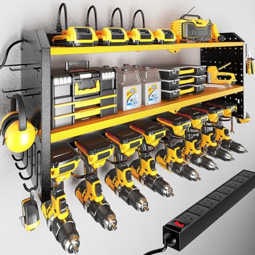 Power Tool Organizer with Charging Station (8 DRILL YELLOW / Yellow-32 inches)