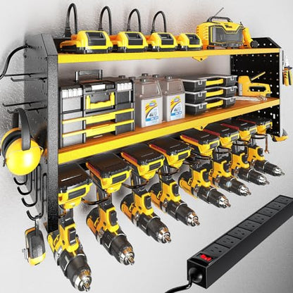 Power Tool Organizer with Charging Station (8 DRILL YELLOW / Yellow-32 inches)