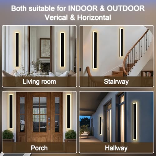 2 Pack Modern Outdoor Long Wall Lights Fixture (LED-2 Pack / 40 inch)