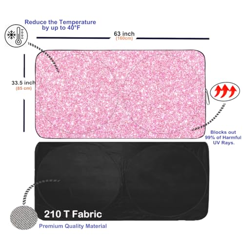 Windshield Sun Shade for Car Front Window Cover Sunshades Visor Automotive Sun Shield for Full (Pink / Large)