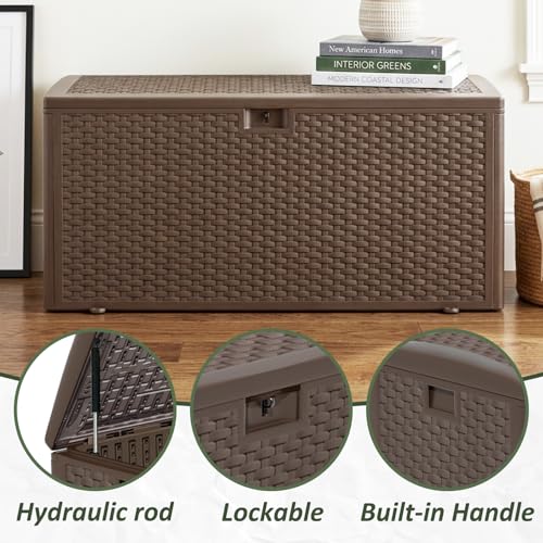 Premium Pro Edition 180 Gallon Lockable Resin Deck Box (Brown / 180 GAL)