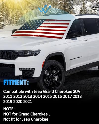 American Flag Car Windshield Sun Shade Compatible with Jeep Grand Cherokee SUV 2011 (for Jeep Grand Cherokee 2011-2021 - USA Flag)
