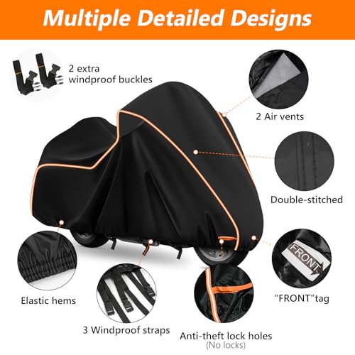 Motorcycle Cover for Honda Gold Wing GL1800 Tour 2001 (Black / for Honda GL1800/Gold Wing)