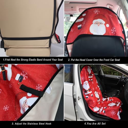 Car Seat Cover Protector Front Seats (2Pcs Front Seat Towel / Santa Claus)