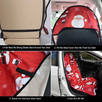 Car Seat Cover Protector Front Seats (2Pcs Front Seat Towel / Santa Claus)