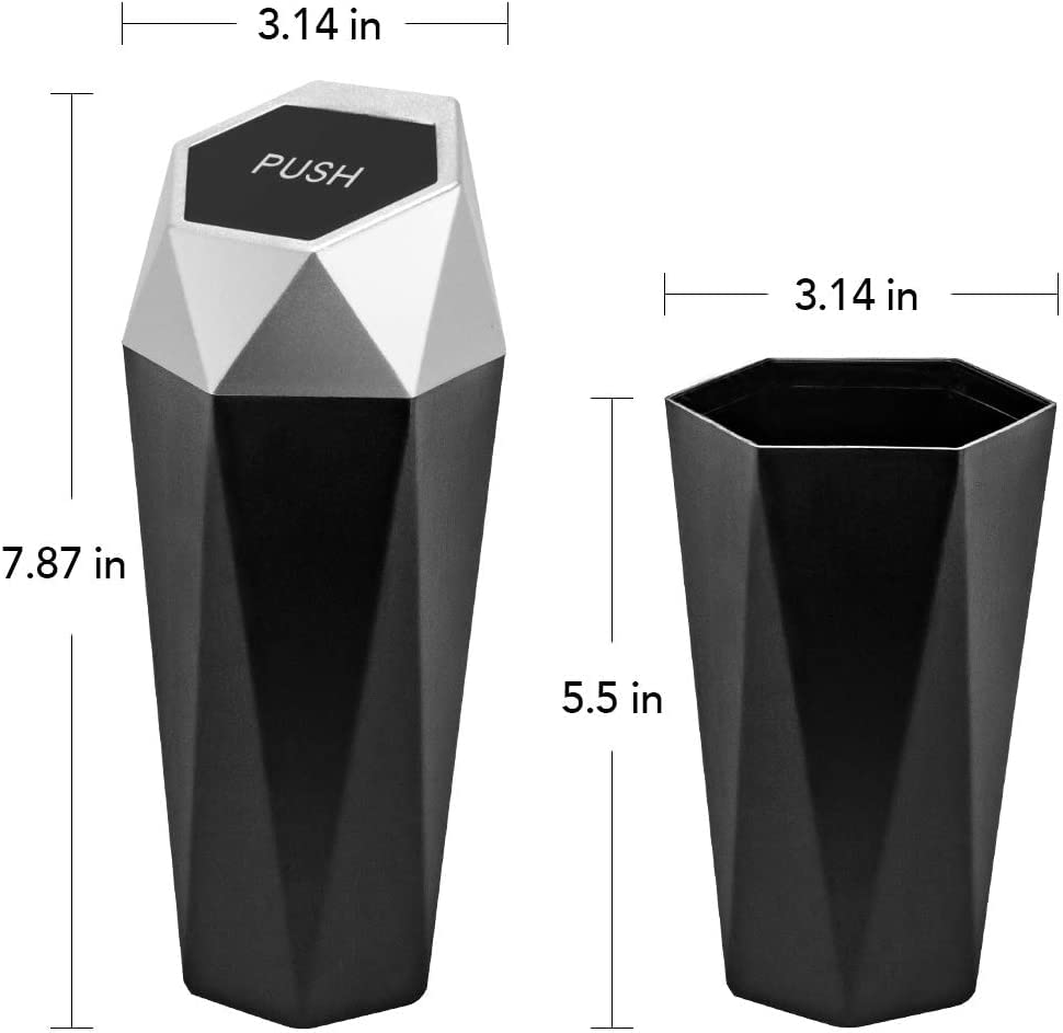 Car Trash Can with Lid (silver-2Pcs)