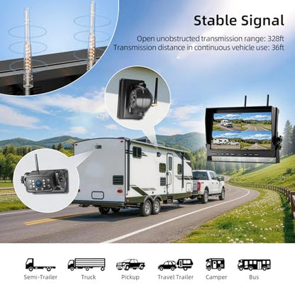3 Magnetic Wireless Backup Camera with HD 1080P 10" DVR Monitor (10" 3-Cam)