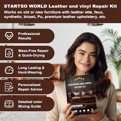 Brown Leather & Vinyl Repair Kit for Furniture (Brown)