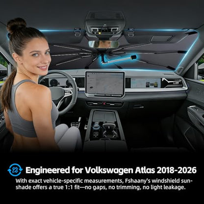 Windshield Sun Shade Umbrella for Volkswagen Atlas 2018 (For Volkswagen Atlas 2018-2026)