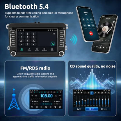 True 4+64G Android 15 Car Stereo with Wireless CarPlay Android Auto