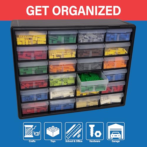 24 Drawer Plastic Storage Cabinet (Black / 24 Drawer / 1 Pack)