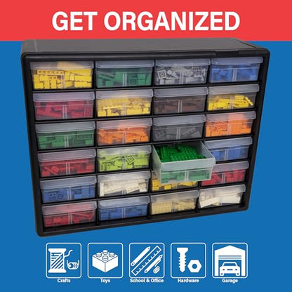 24 Drawer Plastic Storage Cabinet (Black / 24 Drawer / 1 Pack)