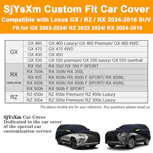 Custom Car Cover Compatible with Lexus GX 2026 (Compatible with Lexus GX/TX/LX/RZ/RX(2025-2016))
