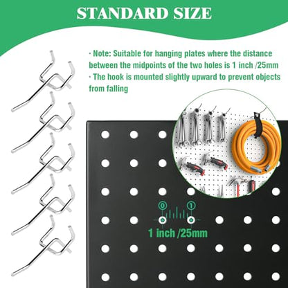 50Pcs 2" 5CM Pegboard Hooks Assortment Set (2 Inches / Silver)