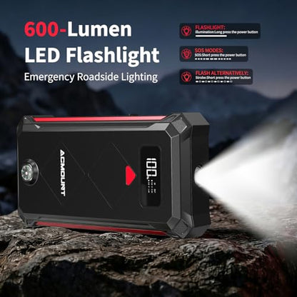 P100 5000A Car Battery Jump Starter for 10.0L Gas (red)