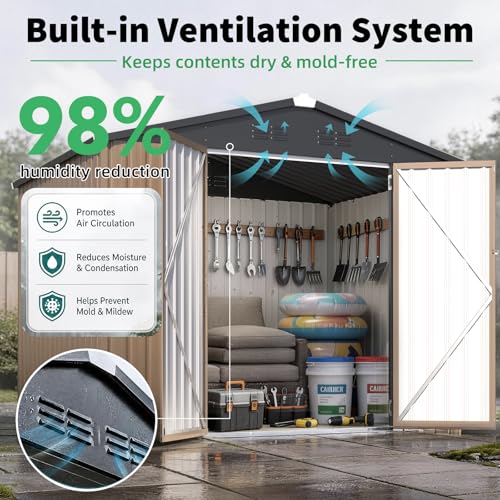 8' x 10' Large Waterproof Metal Outdoor Storage Shed (Gray / 8x10)