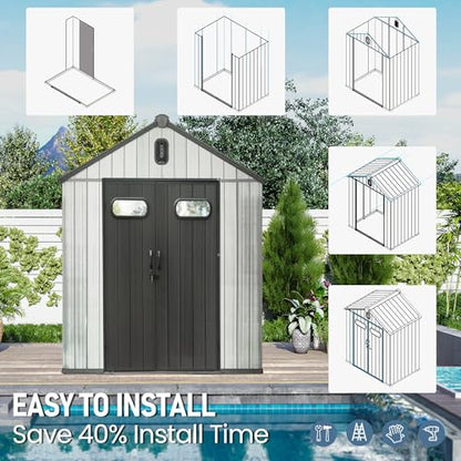 Domi 6x4 FT Resin Outdoor Storage Shed (6x4FT)