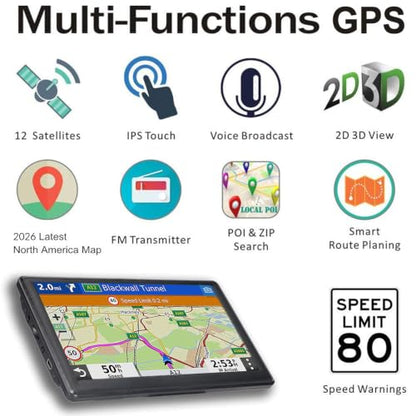 N700 GPS Navigator for Car Truck RV (7 inch Black for N700)