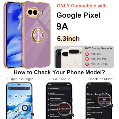 for Google Pixel 9A Case with Ring Stand Purple (Purple / 6.3'' Pixel 9A)