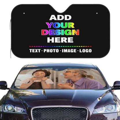 Custom Car Windshield Sun Shade Cover Personalized Car Sun Shade Windshield Front Window Sun Visor UV Ray Protector Sunshade with Photo Text for Sedans SUV Trucks Customized Car Sunshade (custom-2)