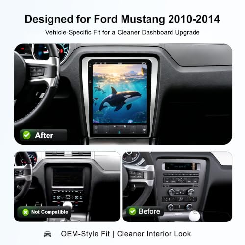 12.1 Inch IPS Android Car Stereo Radio Head Unit for Ford Mustang 2010 (PX3 Quad core 2G+32G AUTO & Manual A/C)