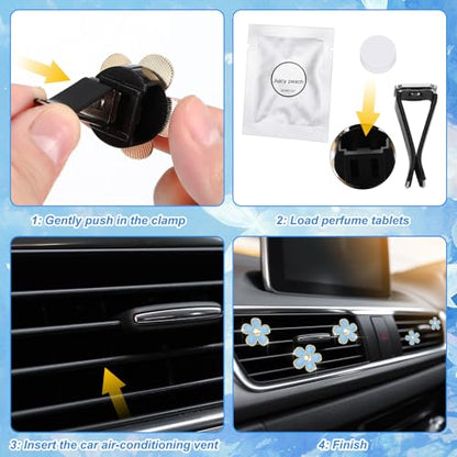 6 Pcs Daisy Vent Clips for Car (Blue / 1 Count (Pack of 6))