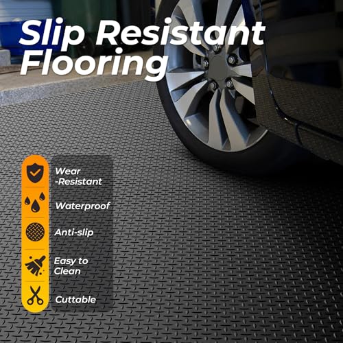 7.8 x 22 FT Garage Floor Mat (7.8 x 22 FT / Black)