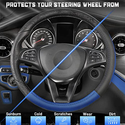 Steering Wheel Cover 14.5 (Standard size[14 1/2''-15''] / Black and Blue)