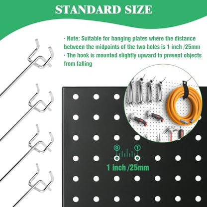 50Pcs 8" 20CM Pegboard Hooks Assortment Set (8 Inches / Silver)