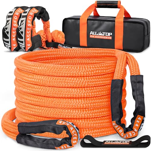 Kinetic Recovery Rope Kit w (1"x30' (Orange) + 2pcs Soft Shackle)