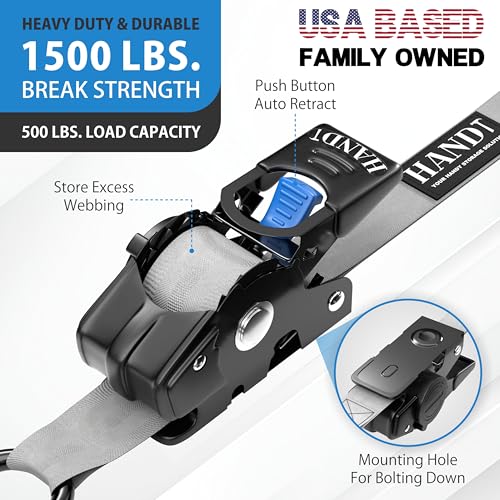 USA Based Retractable Ratchet Straps (1in x 6ft - 4 Pack / Gray)