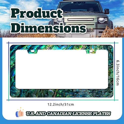Funny Faux Abalone License Plate Frame Stainless Steel 6.3 X 12.2 Inch (Faux Abalone)