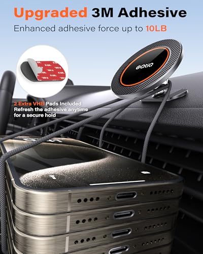 Magnetic Car Phone Mount Holder with 3M Adhesive (Orange-2 Pack)
