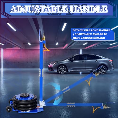 3T Triple Bag Air Jack 6600lbs Pneumatic Jack 3s Fast Lift Up 16in Airbag Jack with Adjustable Long Handle Heavy Duty Triple Air Bag Jack Lift for Cars Garage (3 Ton / blue)