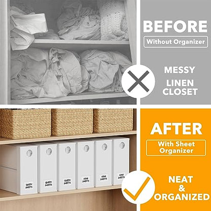 6 Pack Bed Sheet Organizers and Storage (6 pcs / White)