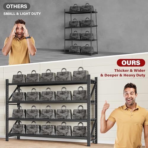 6000LBS Heavy Duty Garage Shelving Units (Matte Black / 79"Wx24"Dx79"H)