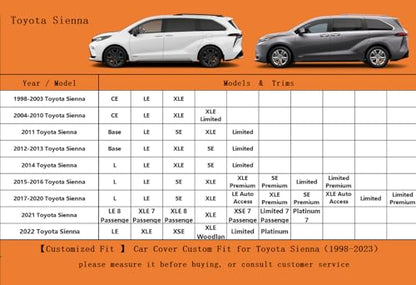 6 Layers Waterproof Car Cover for Toyota Sienna 1997 (LM-Silver / 91. Custom Fit Toyota Sienna)