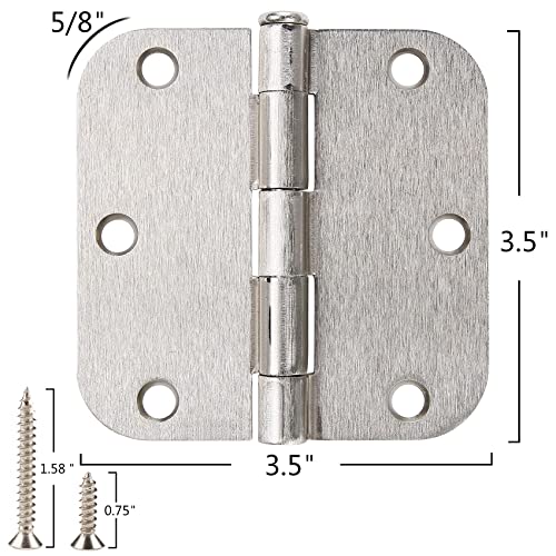 3 1/2" Satin/Brushed Nickel Door Hinges 3.5" 5/8" Rounded 30 Pack (Satin Nickel / 30 Pack)