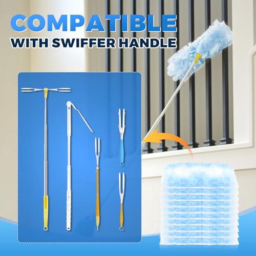 50PCS Microfiber Duster Refills Kit with 5 Handles Compatible with Swiffer