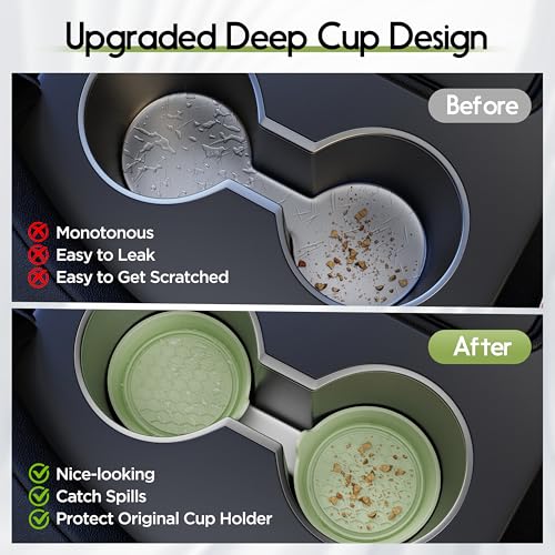 2 Pack Car Cup Coaster Silicone Spill (Tea Green Solid / 2 Pack)