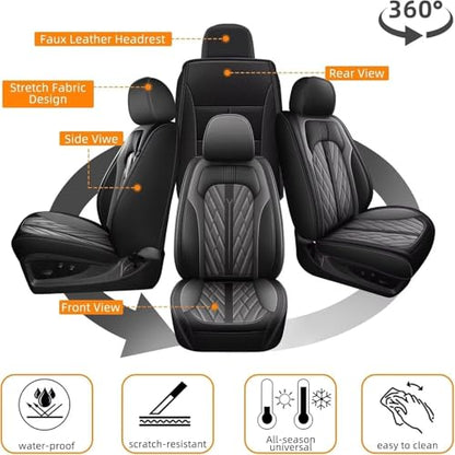 Custom Fit for Ford Ranger Seat Covers 2026 2025 (5 Seats #073 Black&Grey)