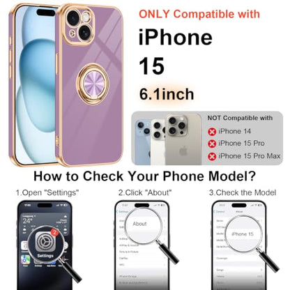 Designed for iPhone 15 Case with Ring Stand Slim Purple (Purple / 6.1'' iPhone 15)