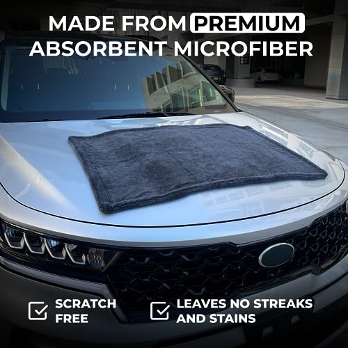 Premium Large Car Drying Towel 20"x26" (Gray)
