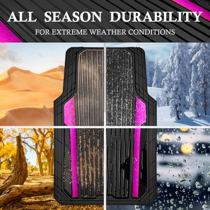 Heavy Duty Rubber Car Mats Metallic (Black Hot Pink)