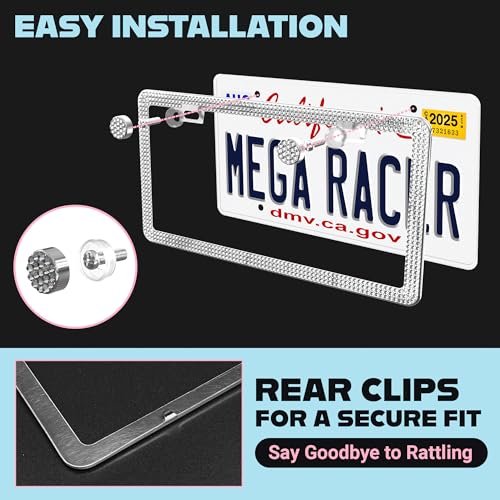 Dazzling Bling License Plate Frame for Women (Clear / 1 Piece)