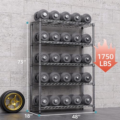 1750 lbs Steel Storage Shelving 5 (5 Tier, 17.7" D x 47.2" W x 72.3" H / Black)