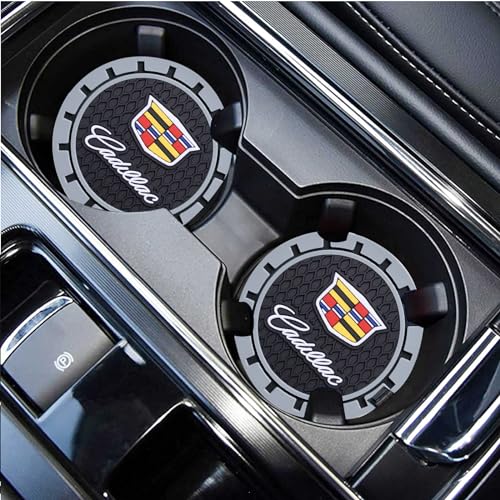 Car Cup Holder Coaster for Cadillac Escalade CT4 CT5 CT6 ATS CTS SRX XT5 Recessed Silicone Cupholder Coaster Interior Accessories 2.75in 2Pack (Gray-02)