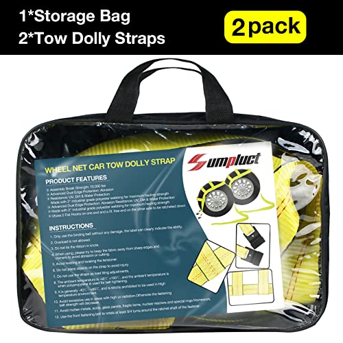 Tow Dolly Basket Straps with Flat Hook 2 Pack Fit 14" (2 Pack-14"-19")